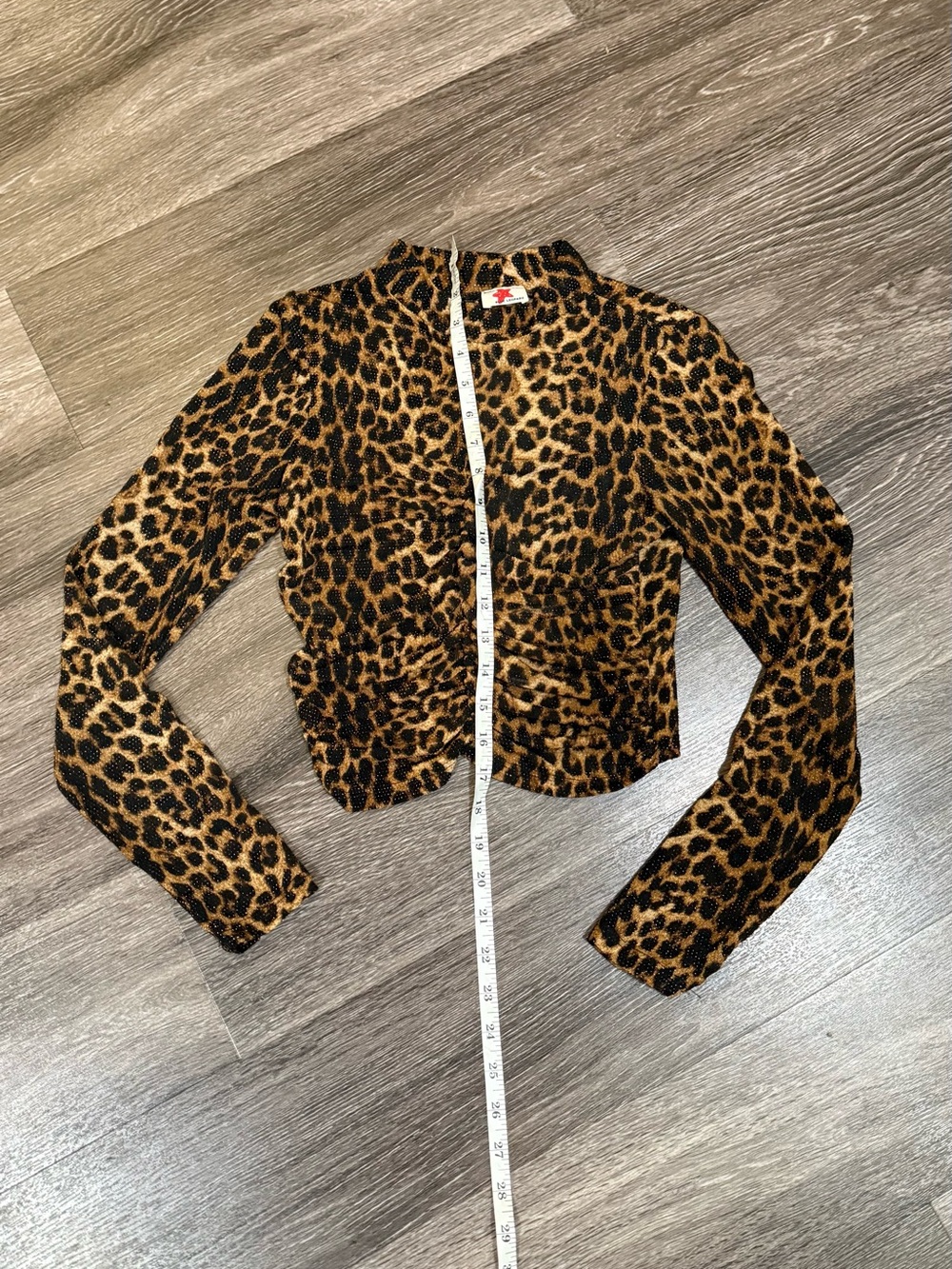 Leopard Print Cropped Leather-Style Jacket - Brown/Black